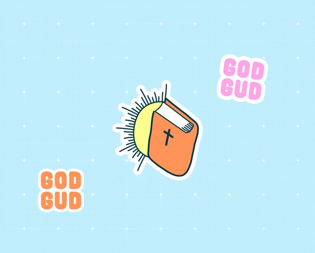 Klisterm&auml;rket visar en bibel som skiner. P&aring; de andra klisterm&auml;rkena st&aring;r det "God Gud".